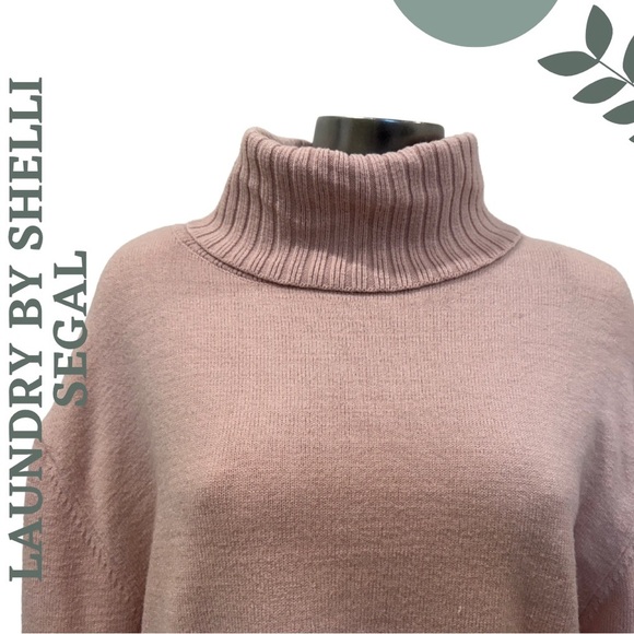 🛍️3/$40 Laundry Shelli Segal Light Pink Turtleneck Sweater Rib Pullover Medium - Picture 5 of 8